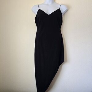 VTG Y2k 90s Asymmetrical Midi Maxi Strap Glitter 2XL Dress Prom Black Tie Formal